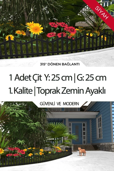 Dekoratif Plastik Bahçe Çiti ve Peyzaj Çiti 1 ADET ÇİT (Y: 25 CM / G: 25 CM) TOPRAK AYAKLI - 7