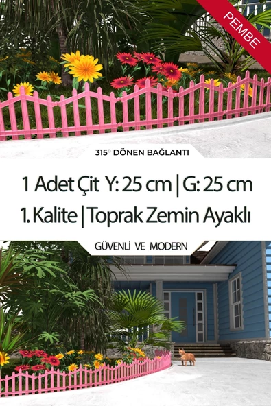 Dekoratif Plastik Bahçe Çiti ve Peyzaj Çiti 1 ADET ÇİT (Y: 25 CM / G: 25 CM) TOPRAK AYAKLI - 11