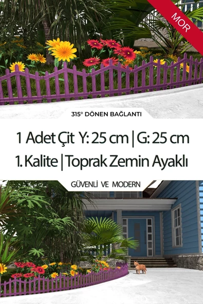 Dekoratif Plastik Bahçe Çiti ve Peyzaj Çiti 1 ADET ÇİT (Y: 25 CM / G: 25 CM) TOPRAK AYAKLI - 10