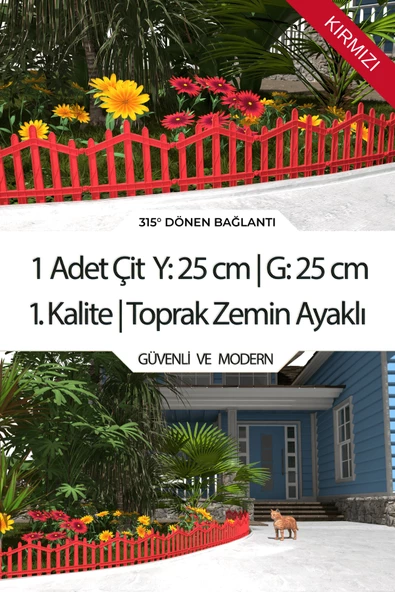 Dekoratif Plastik Bahçe Çiti ve Peyzaj Çiti 1 ADET ÇİT (Y: 25 CM / G: 25 CM) TOPRAK AYAKLI - 3