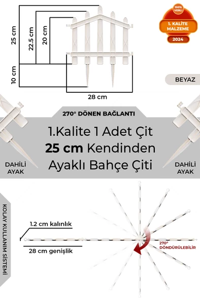 Dekoratif Plastik Bahçe Çiti ve Peyzaj Çiti 1 ADET ÇİT (Y: 25 CM / G: 25 CM) TOPRAK AYAKLI - 12