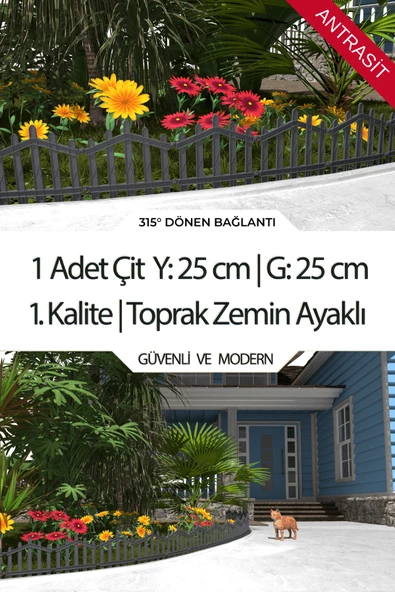 Dekoratif Plastik Bahçe Çiti ve Peyzaj Çiti 1 ADET ÇİT (Y: 25 CM / G: 25 CM) TOPRAK AYAKLI