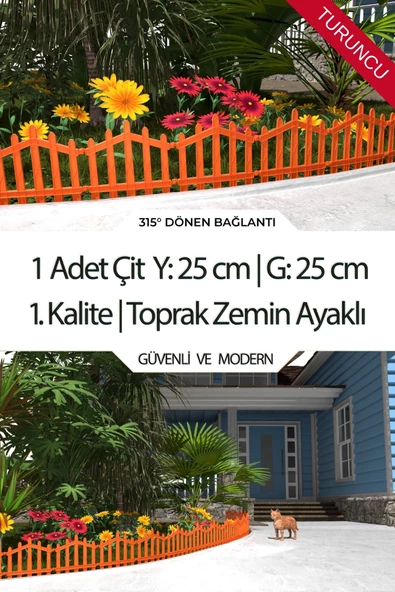 Dekoratif Plastik Bahçe Çiti ve Peyzaj Çiti 1 ADET ÇİT (Y: 25 CM / G: 25 CM) TOPRAK AYAKLI - 6
