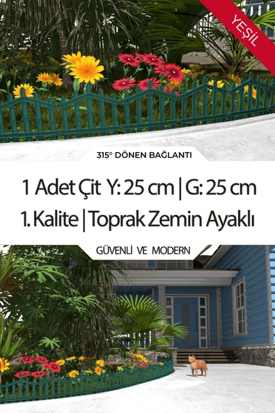 Dekoratif Plastik Bahçe Çiti ve Peyzaj Çiti 1 ADET ÇİT (Y: 25 CM / G: 25 CM) TOPRAK AYAKLI - 9