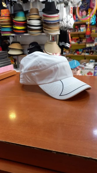 çocuk gri renk sporcu tenis vizör şapka  unisex 54 cm