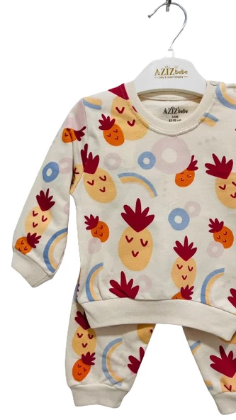 uğurböceğiçocuk Aziz Bebe 2308 Ananas Baskılı 2'li Takım - 9