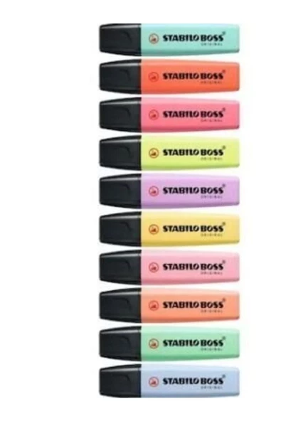 Stabilo Boss Original Pastel 10 Renk Fosforlu Kalem Seti