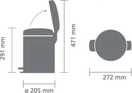 Brabantia Newicon Fpp Mat Steel Pedallı Çöp Kutusu 5 lt - Resim 4