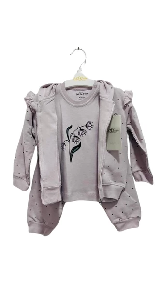 uğurböceğiçocuk Aziz Bebe 3283 Puanlı Kapüşonlu 3'lü Kız Takım - 9