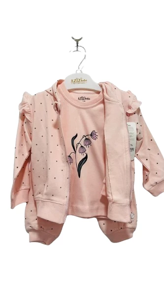 uğurböceğiçocuk Aziz Bebe 3283 Puanlı Kapüşonlu 3'lü Kız Takım - 6