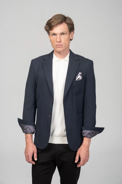 CEKMON Erkek Yarım Astarlı Kol Astarı Çevirilebilir Örme Pamuklu Esnek Kumaşdan Torba Cepli İtalyan Kesim Ceket - 7