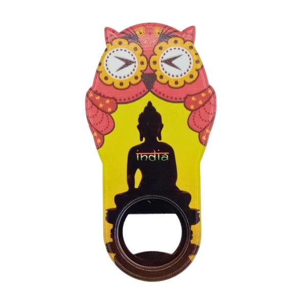 Hindistan Temalı Baykuş Magnet Kapak Açacak ürün görseli