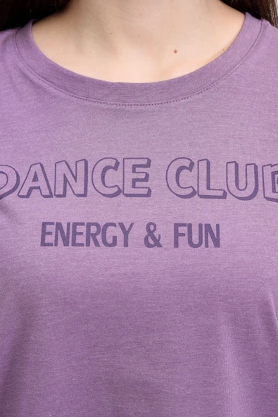 Kadın Baskılı Kısa Kollu Bisiklet Yaka Oversıze Oversıze Tişört Kar Melanj  2XL KAR MELANJ - Resim 9