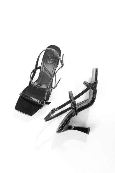 Filar Siyah Rugan İnce Bantlı Sandalet Topuklu Ayakkabı - Resim 2