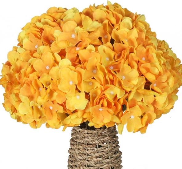 Nettenevime Yapay Çiçek Ortanca Çiçeği Demeti 43 cm Sarı Turuncu - 8