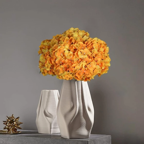 Nettenevime Yapay Çiçek Ortanca Çiçeği Demeti 43 cm Sarı Turuncu - 4