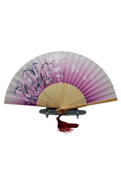 Japon Bambu Kumaş Yelpaze Çanta Boy Stant Hediyeli No.141 - 7