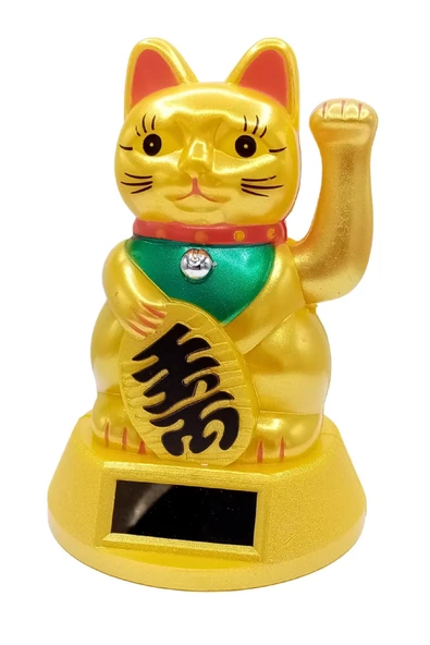 Maneki Neko Gold El Sallayan Şans Kedisi Büyük Solar Güneş Enerjili - Resim 10