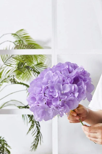 Yapay Çiçek Ortanca Çiçeği Demeti 43 cm Açık Lila - 3