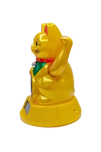 Maneki Neko Gold El Sallayan Şans Kedisi Büyük Solar Güneş Enerjili - Resim 8