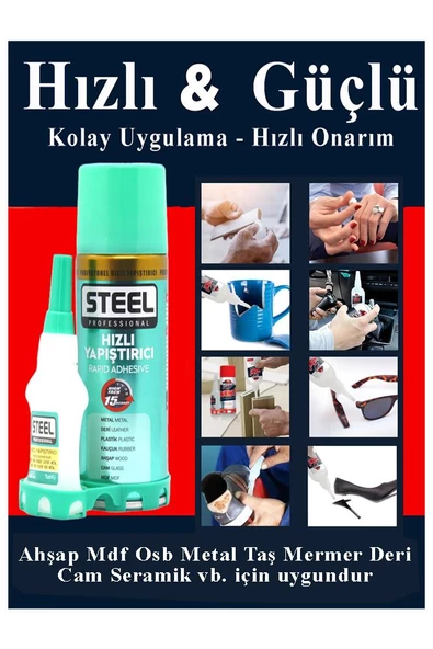 Hızlı Yapıştırıcı Spreyli 200 ml 4 Adet Activatör Spreyli Mdf Japon Yapıştırıcı Seti Genel Amaçlı Profesyonel Hızlı Yapıştırıcı - 3