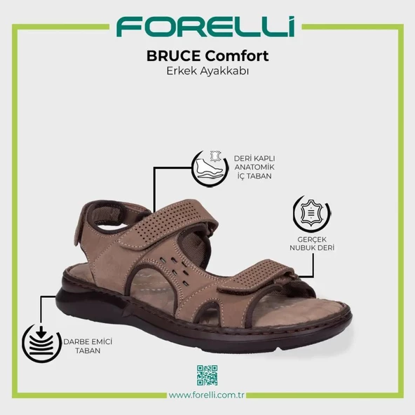 FORELLİ BRUCE OROPEDİK CIRTLI NUBUK DERİ ERKEK SANDALET - 10