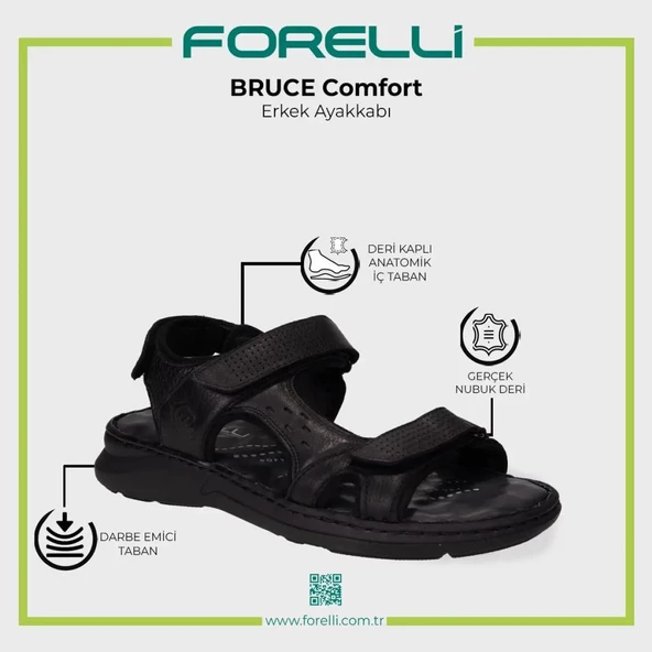 FORELLİ BRUCE OROPEDİK CIRTLI NUBUK DERİ ERKEK SANDALET - 6