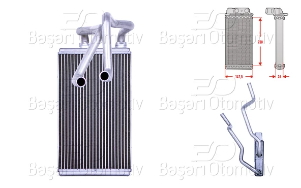 KALORIFER RADYATORU BRAZING 252X152 MM PEUGEOT 4007 (VU_, VV_) 2.2 HDI 07-13 MITSUBISHI LANCER 8 (CY_A, CZ_A) 1.5 08> CITROEN C4 AIRCROSS 1.6 HDI 12>