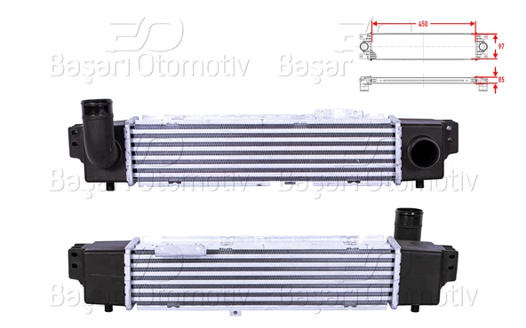 TURBO RADYATORU (INTERCOOLER) 450X97X85 KIA SORENTO (JC) 2.5 CRDI 02>