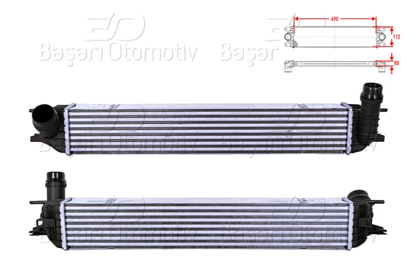 TURBO RADYATORU (INTERCOOLER) 690X112X80 RENAULT LAGUNA 3 (BT0/1) 1.5 dCi LAGUNA 3 Grandtour (KT0/1) 1.5 dCi  07-15 LATITUDE (L70_) 1.5 dCi 10>