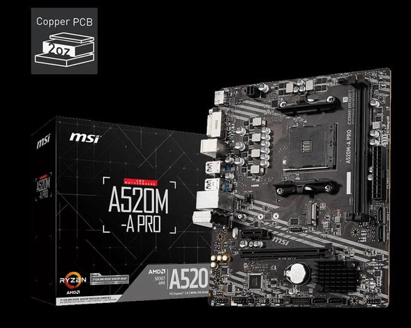 MSI A520M-A Pro AM4 Ryzen DDR4 Dvi Hdmi