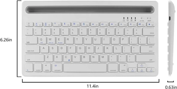 Hometech Alfa 10M 10.1" Uyumlu Kablosuz Bluetooth Şarj Edilebilir Tablet Telefon Standlı Klavye - Beyaz - 6