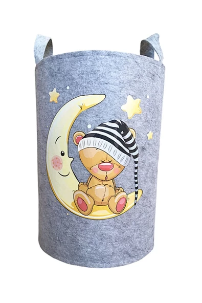 Unisex Gri Bebek Çocuk Odası Oyuncak Çamaşır Sepeti - 2