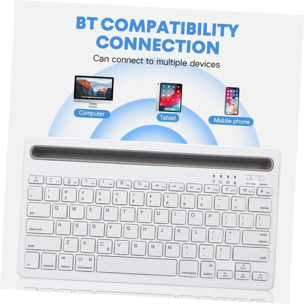 Hometech Alfa 10M 10.1" Uyumlu Kablosuz Bluetooth Şarj Edilebilir Tablet Telefon Standlı Klavye - Beyaz - 9