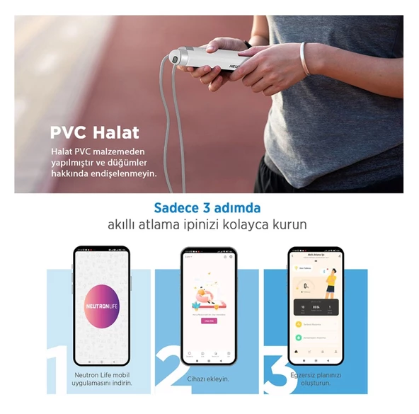 Neutron Ayarlanabilir Akıllı Bluetooth Gri Atlama Ipi - 2