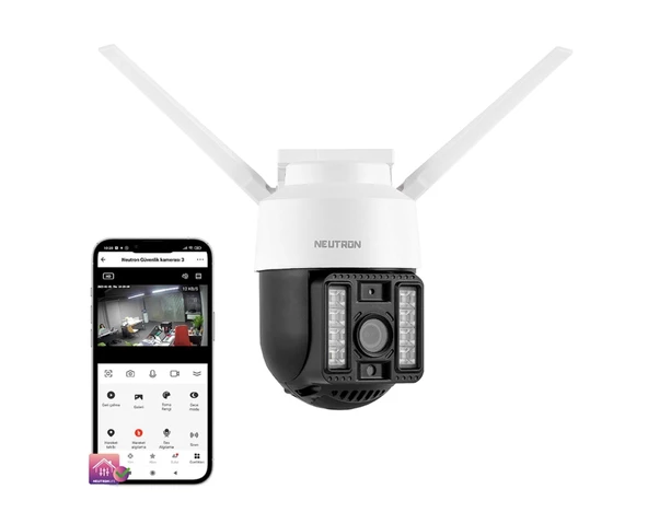 Neutron Gece Görüşlü Led Işıklı 360° Dönebilen Alarmlı Ip Wifi Dış Ortam Güvenlik Kamerası - Resim 2