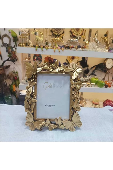 Fotoğraf çerçevesi kelebek desenli Gold rengi 15x20