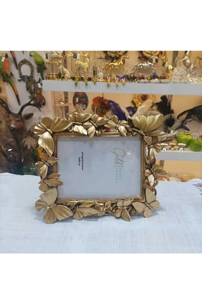 Fotoğraf çerçevesi kelebek desenli Gold rengi 15x20 - 2