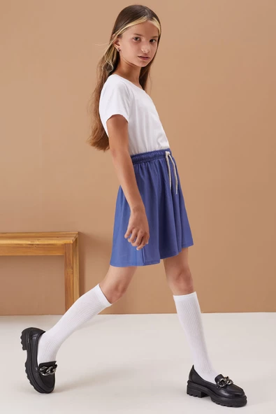 Mavi Lastikli Bel Kız Çocuk Tenis Etek 19136