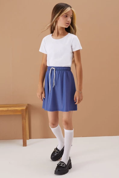 Mavi Lastikli Bel Kız Çocuk Tenis Etek 19136 - 5