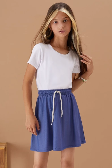 Mavi Lastikli Bel Kız Çocuk Tenis Etek 19136 - 2