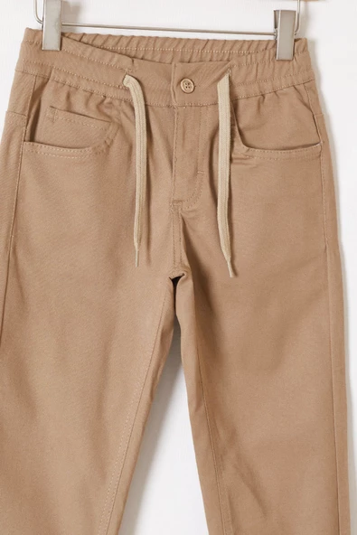 Krem Beli Lastikli Basic Çocuk Okul Pantolon 19168 - 3