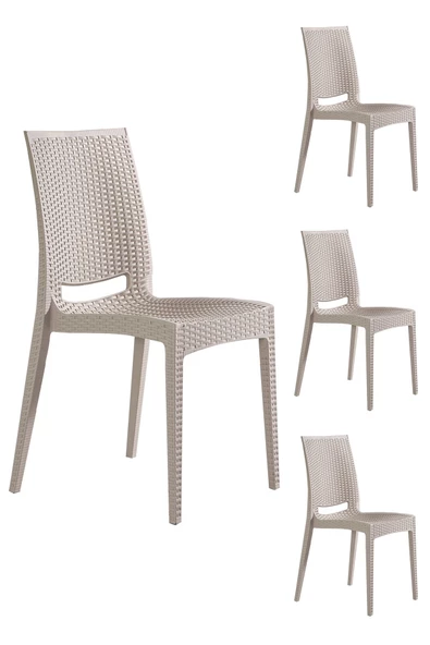 SANDALİE  4 Adet Rattan Cappucino Sandalye / Balkon-bahçe-teras