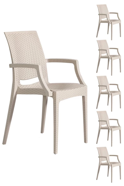 SANDALİE  6 Adet Rattan Lüx Cappucino Sandalye / Balkon-bahçe-teras