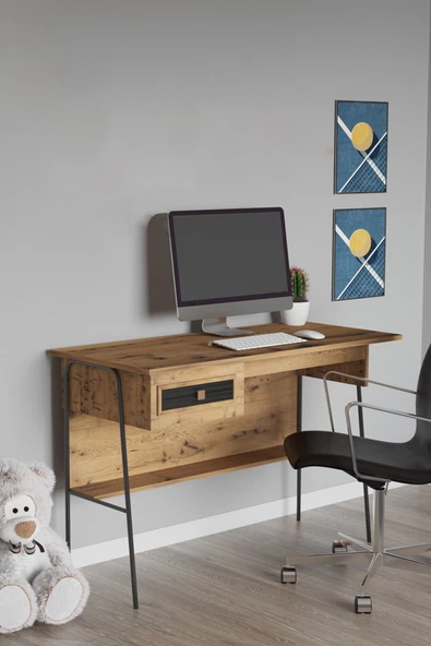 SANDALİE Arya 120x59 Cm Çalışma Masası Bilgisayar Masası Ofis Ders Yemek Masası Atlantik Çam&Siyah
