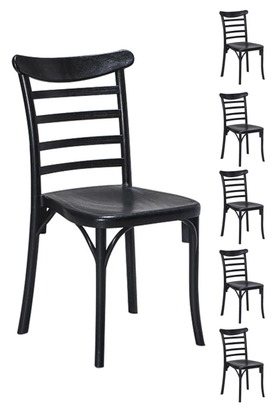 SANDALİE 6 Adet Efes Siyah Sandalye / Balkon-bahçe-mutfak