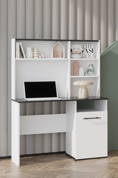 SANDALİE Still 50x110 Cm Çalışma Masası Bilgisayar Masası Ofis Ders Yemek Masası Siyah&Beyaz