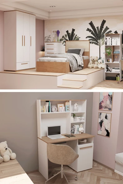 SANDALİE Eva Genç&çocuk Odası Takımı Ceviz/beyaz