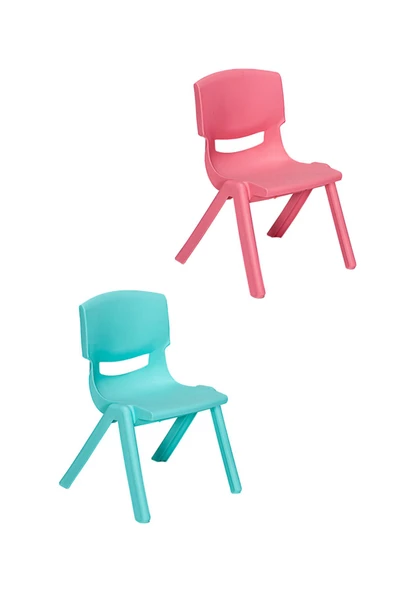 SANDALİE Junior 2 Adet Ergonomik Konforlu Anaokulu Kreş Çocuk Sandalyesi - Turkuaz/Pembe