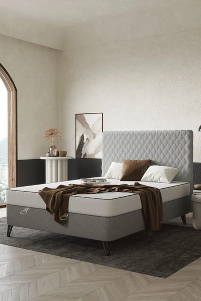 SANDALİE Ortopedik Lüx 150x200 Yatak Baza Başlık Seti - Antrasit